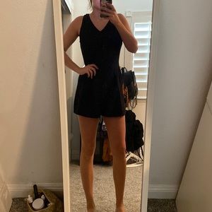 Black Romper with Gold Zipper